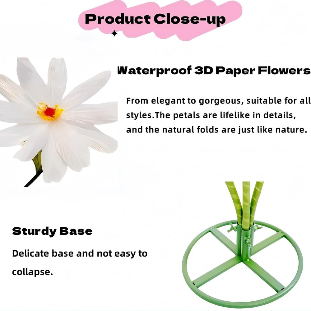 Giant Fake Artificial Flowers Decoracion Set - 5.9 Ft Adjustable Waterproof 3...