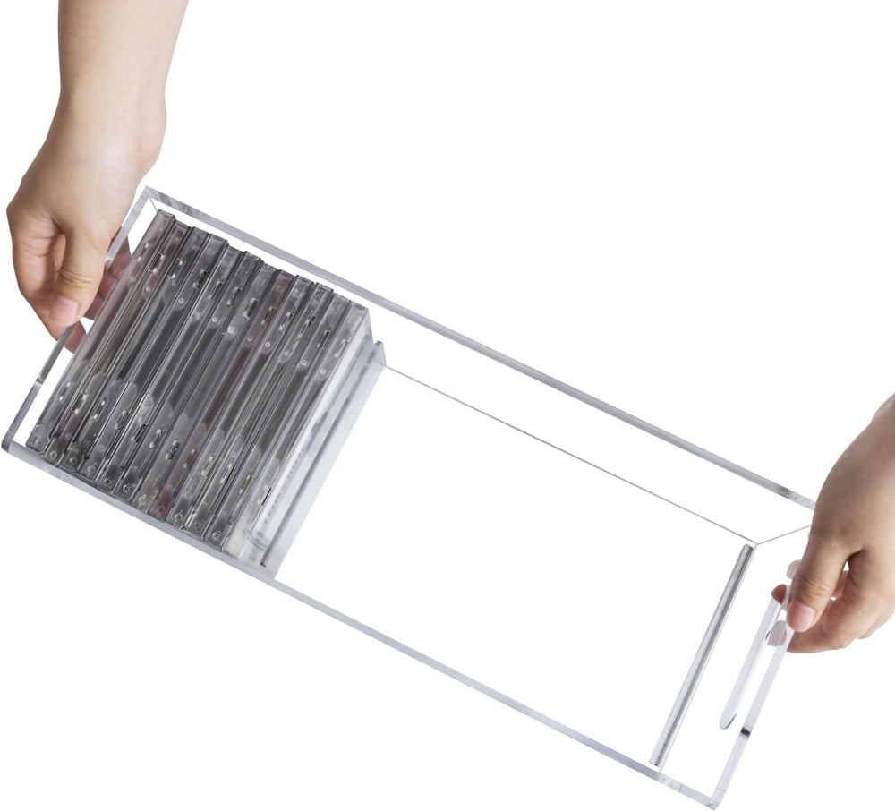 MyGift 2 Pcs Clear Acrylic CD Holder Racks, Stackable CD Storage Box, Music D...
