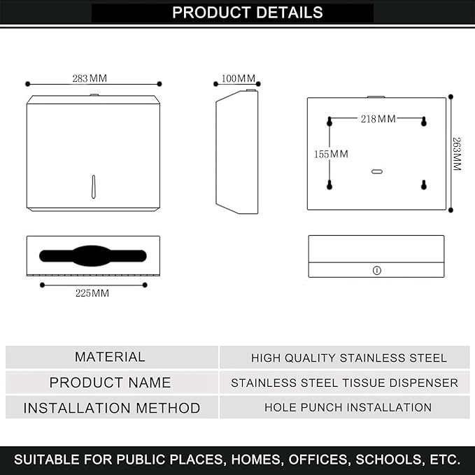 Comercial Paper Towel Dispenser Wall Mount, Stainless Steel Hand Towel Dispenser - Image 7