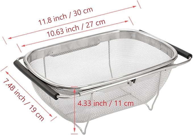 AJIODA Over The Sink Colander, 4 Quarts Stainless Steel Oval Colander - Image 3
