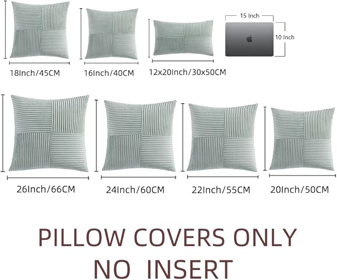 Fancy Homi 2 Packs Grey Blue Decorative Throw Pillow Covers 22x22 Inch - Image 6