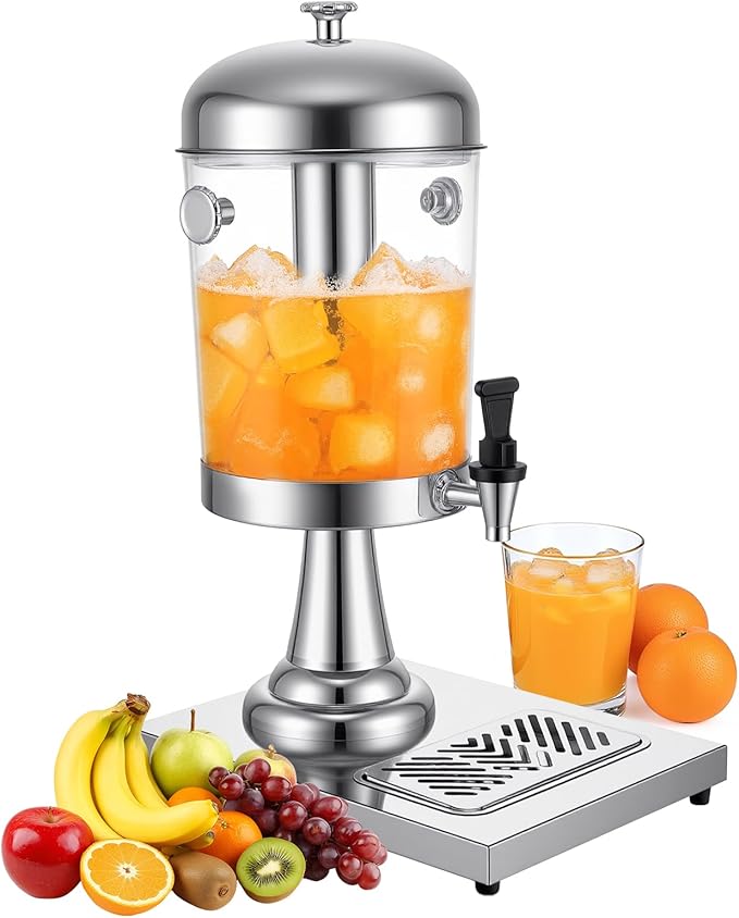 2.11 Gallon Beverage Dispenser, Leak-proof Spigot and Detachable Drip Tray by WELKORCateringEquipment