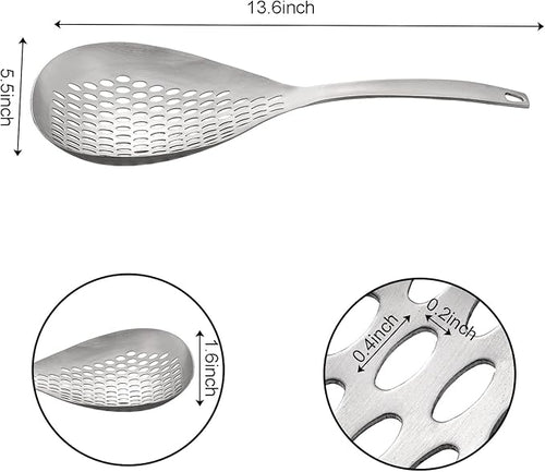2 Pack Skimmer Slotted Spoon, 13.6 Inch Large Stainless Steel Skimmer Ladle - Image 2