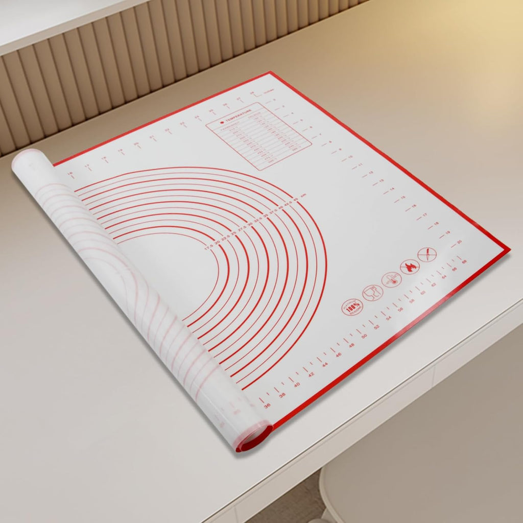 Dough Mat Pastry Silicone Baking Mats 32x24" Red for Rolling Dough Kneading Sheet Sourdough Bread Baking Supplies