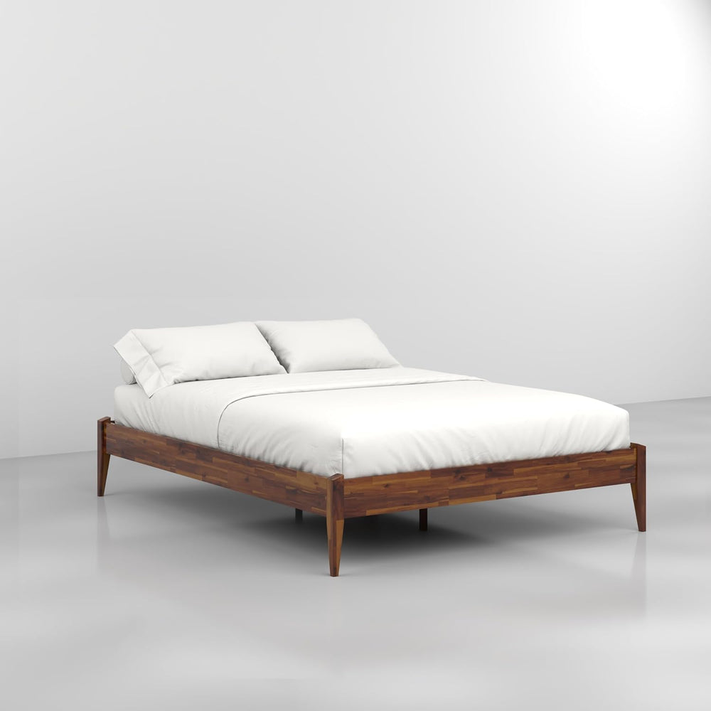 Bme Dinkee 15-Inch Solid Wood Queen Platform Bed Frame - Japanese Joinery, Mi...
