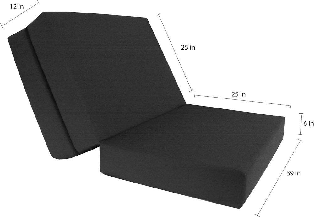 D&D Futon Furniture Black Trifold Foam Beds, Shikibuton, Tatami Cushion T...