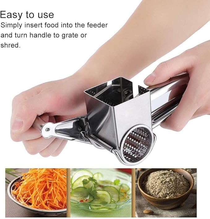 Stainless Steel Single Drum Rotary Cheese Grater, Mozzerella, Vegetables and - Image 2