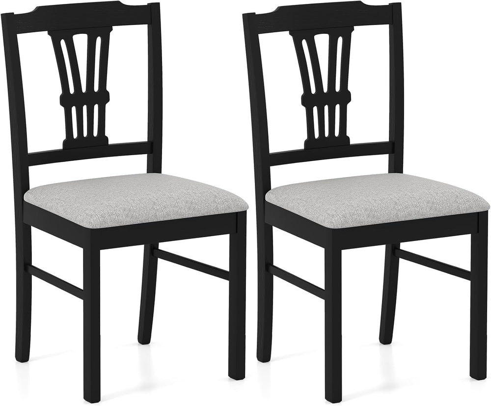Giantex Wooden Dining Chairs Set of 2, Upholstered Kitchen Chairs with Solid ...