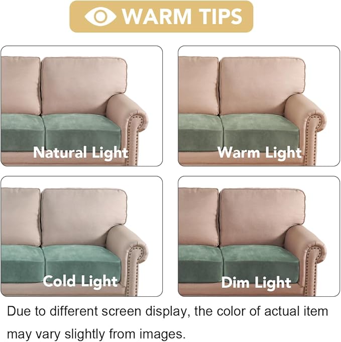 H.VERSAILTEX Velvet Stretch Couch Cushion Cover Plush Cushion Slipcover - Image 6