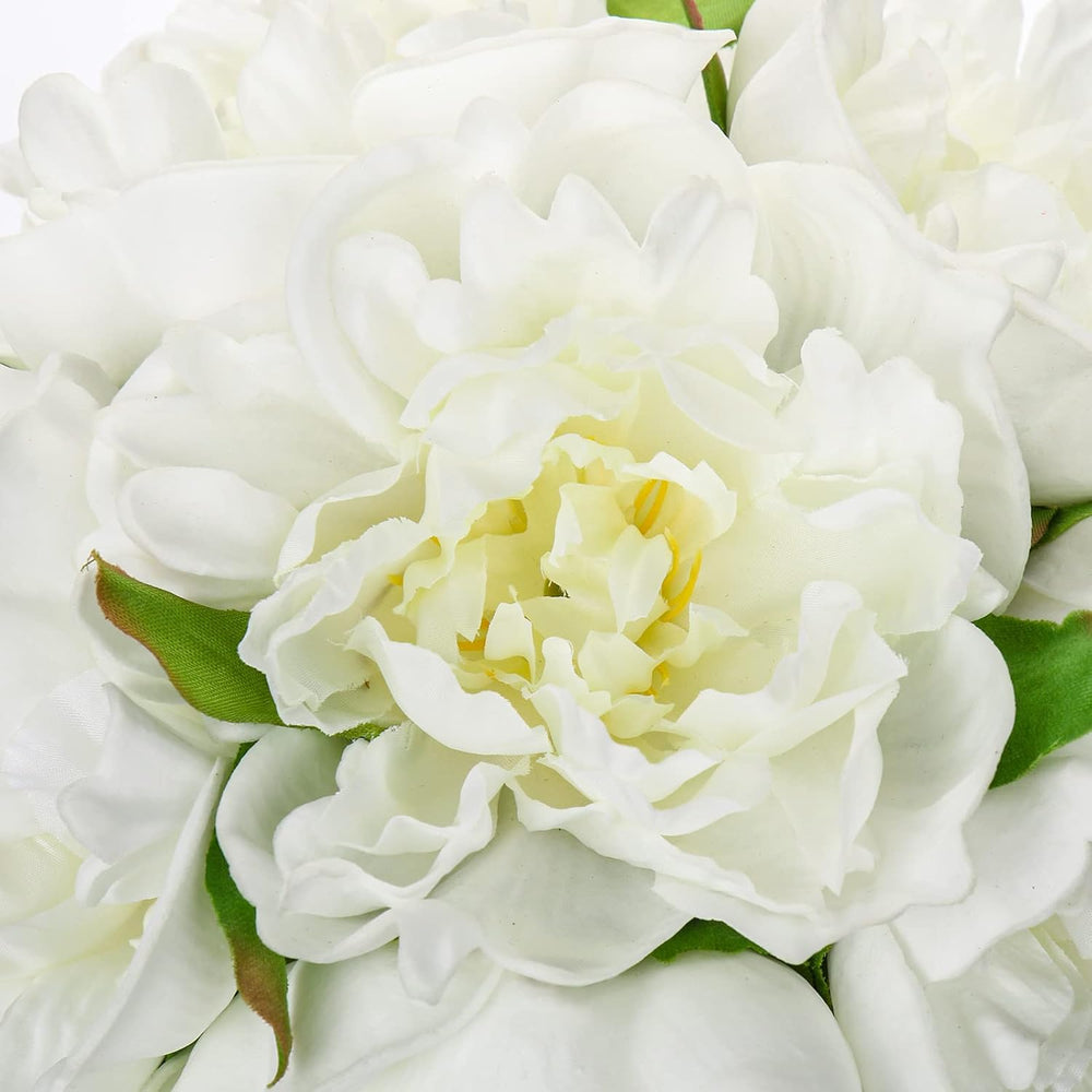 Hollyone Fake Flowers White Peonies Artificial Flowers Faux Flowers with Vase...