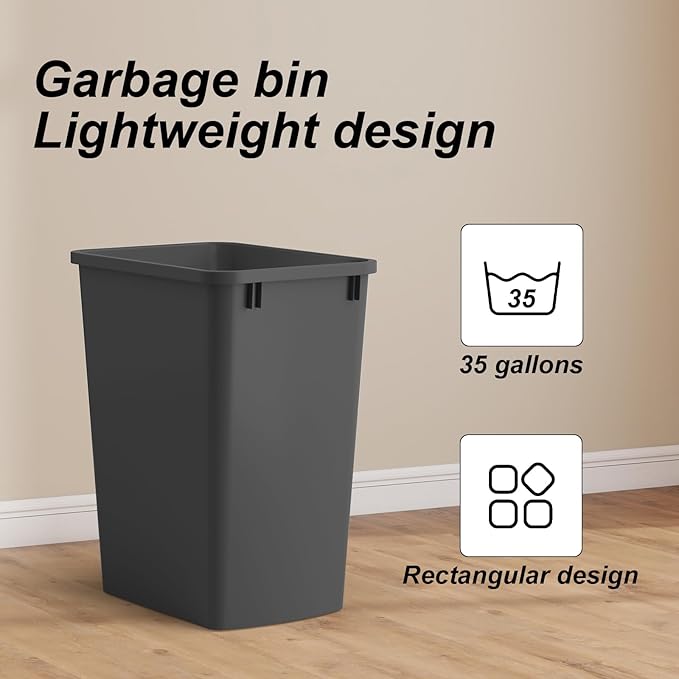 ROOMTEC 35QT Kitchen Trash Can, Sturdy and Lightweight Slim Trash Can, Trash - Image 9
