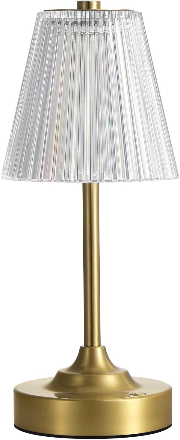 Gold Cordless Rechargeable Table Lamp, Battery Operated, Crystal, Small