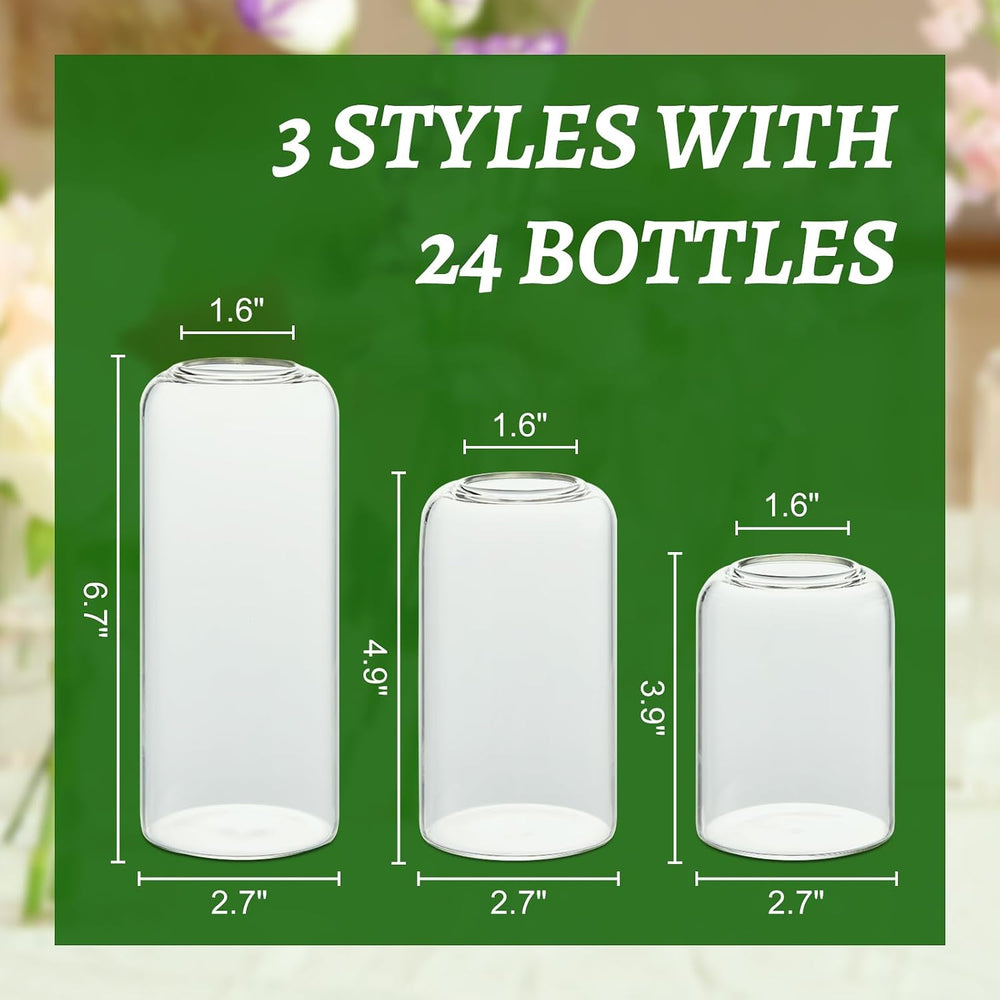 Glass Bud Vases Set of 24, Clear Flower Vase for Centerpieces, Small Vases fo...