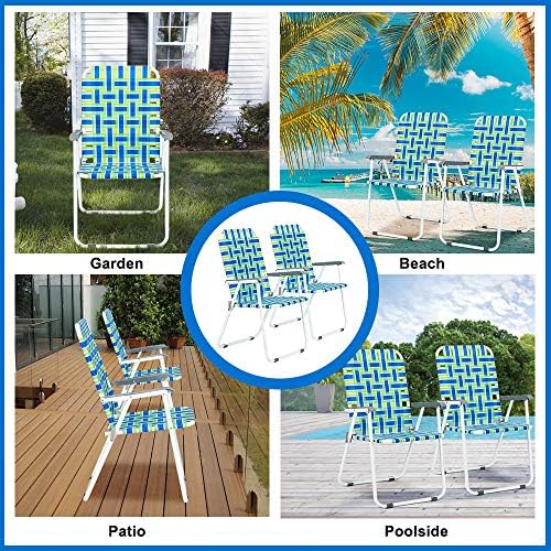 VINGLI Patio Lawn Webbed Folding Chairs Set of 2, Outdoor Beach Portable Lawn...