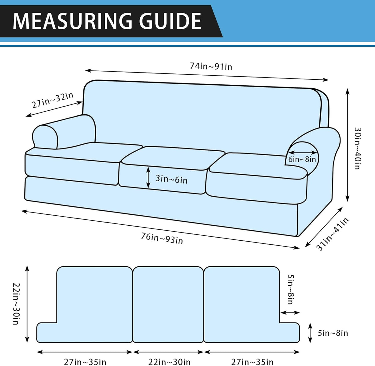 4-pieces t cushion sofa slipcovers - leather look shown in use