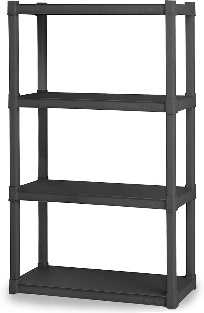 Sterilite 2-Pack 4 Shelf Unit, Heavy-Duty Shelving Storage and Utility Rack