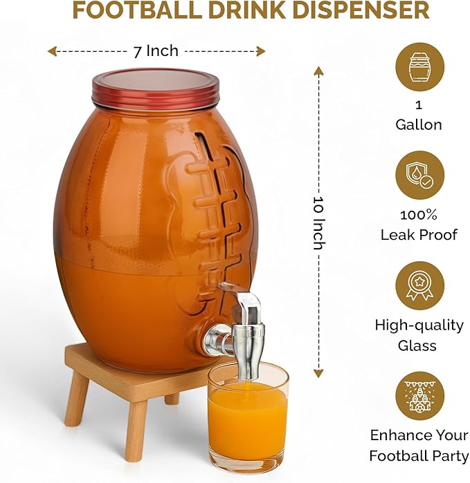 Football Drink dispenser, Glass Beverage Dispenser - Image 5