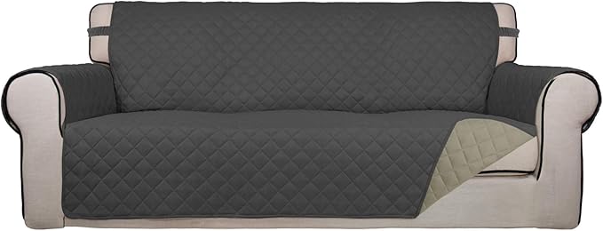 PureFit Reversible Quilted Sofa Cover, Water Resistant Slipcover Furniture by PureFit
