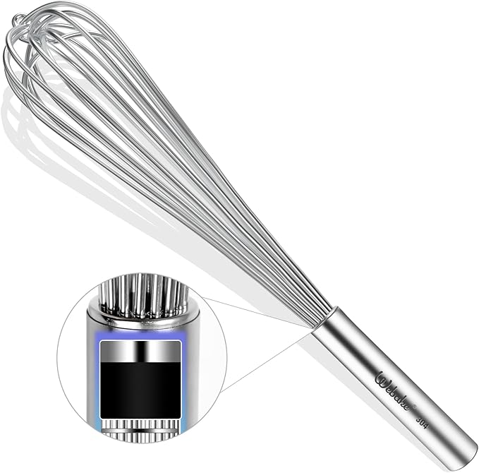 Webake Commercial Whisk Heavy Duty 17in Large Whisk, 304 Stainless Steel Whisks by Webake