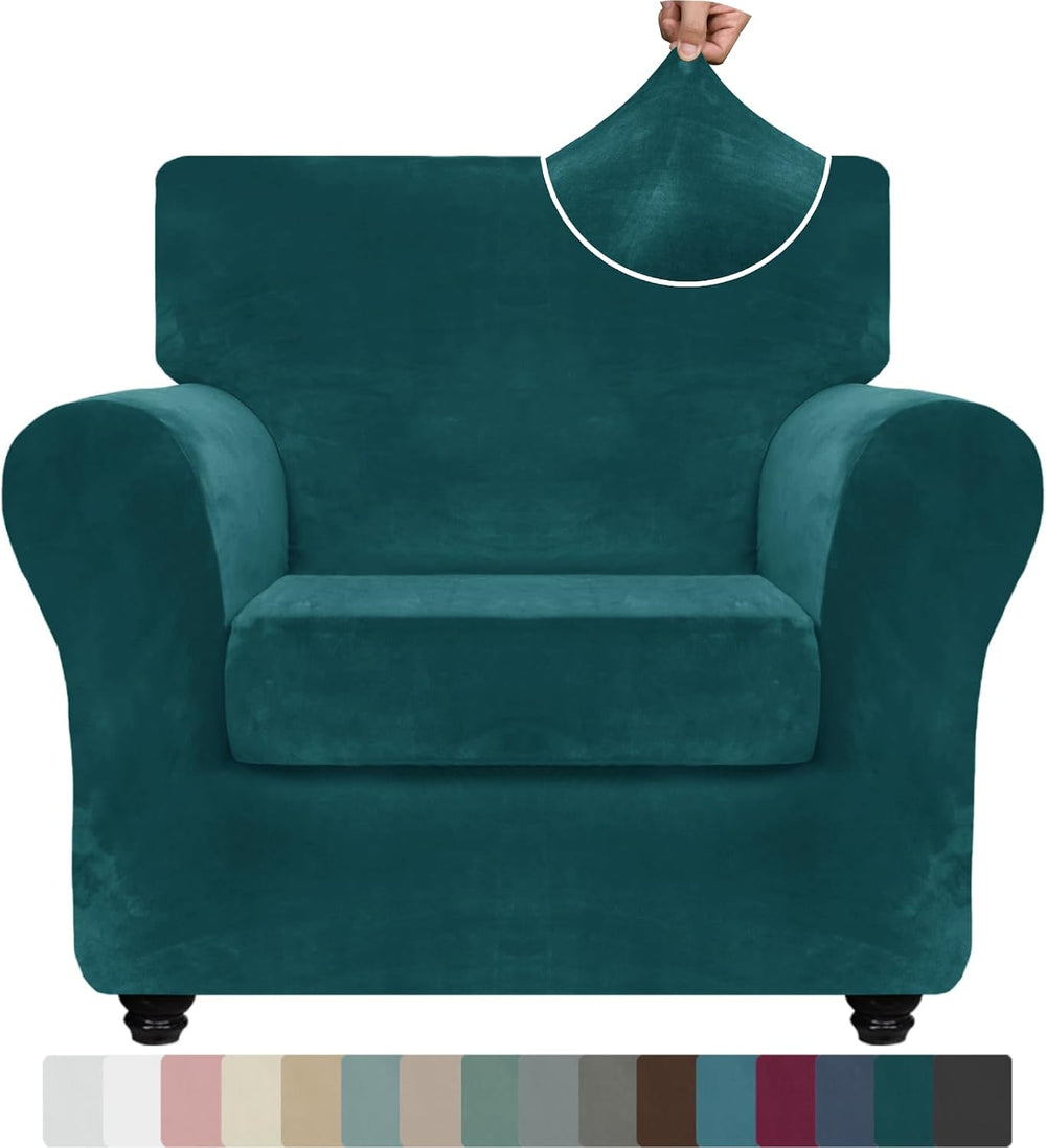 ZNSAYOTX Luxury Velvet Chair Slipcovers with Arms 2 Piece Stretch Chair Cover...