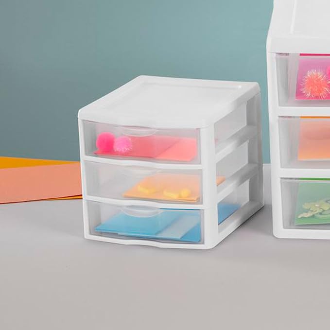 Sterilite 18-Pack Clearview 3-Drawer Cart, Small Plastic Storage Organizer - Image 8