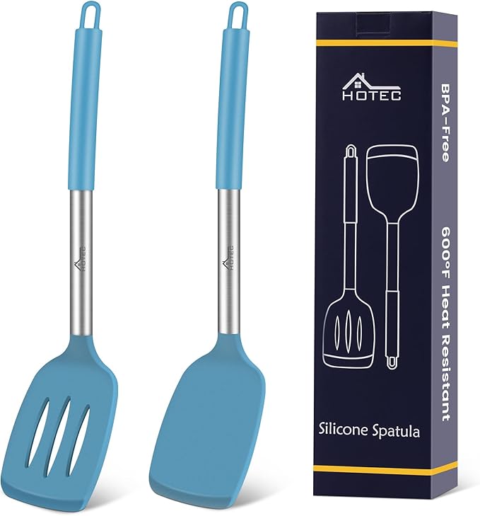 HOTEC Silicone Spatula Set of 2 Heat-Resistant 600°F & BPA-Free Kitchen by Hotec