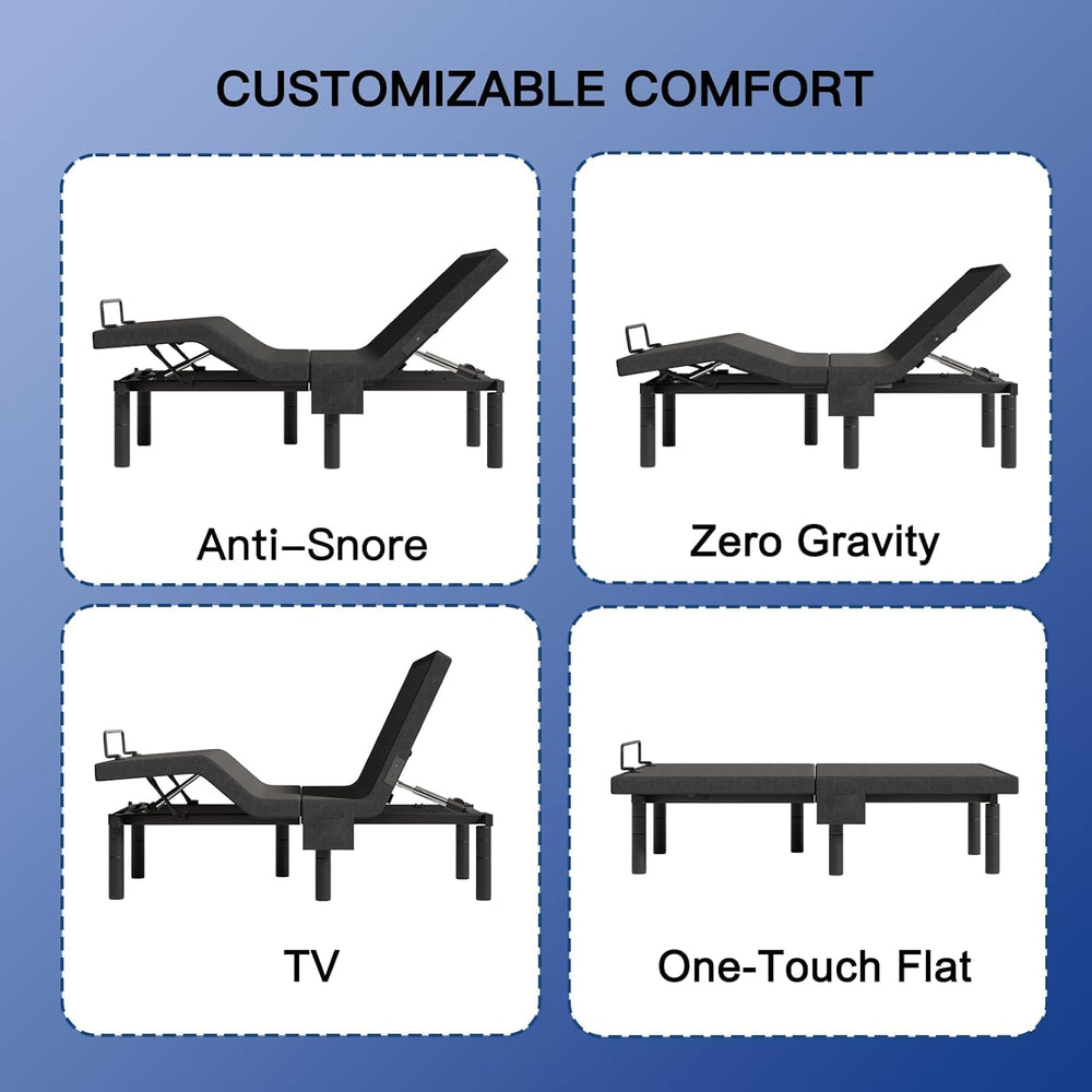 Pipishell Adjustable Bed Frame Full with Massage and 12'' Mattress Set