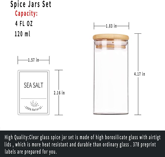Churboro 24 Glass Spice Jars - Image 3