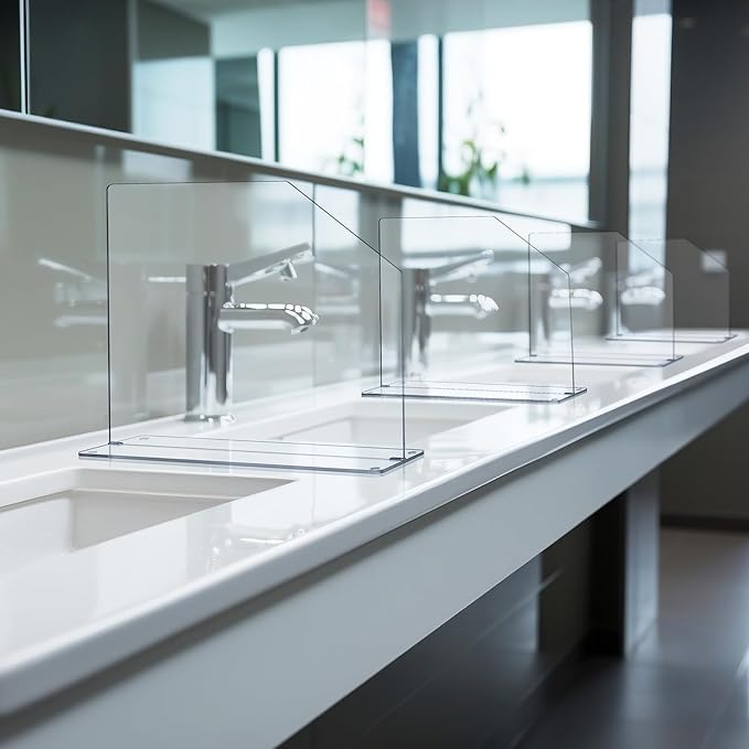 Vesici 2 Pcs Clear Acrylic Sink Splash Guard Freestanding Panel Barrier