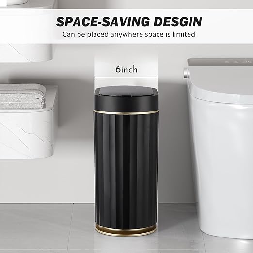 ELPHECO Black Bathroom Trash Can