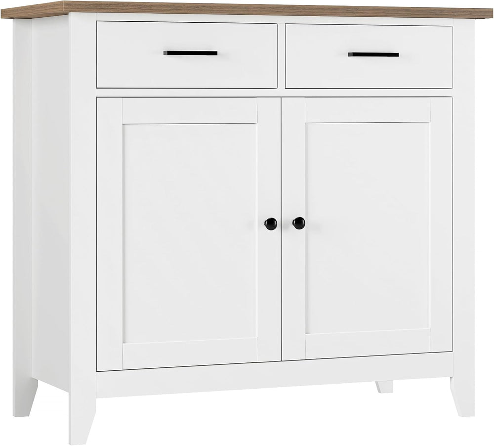 HORSTORS Farmhouse Kitchen Storage Cabinet, Small Buffet, Coffee Bar, White |...