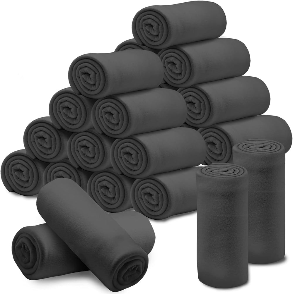 24 Pcs Soft Fleece Blankets Bulk 60 x 50 in, Lightweight Throw Blankets in Bu...