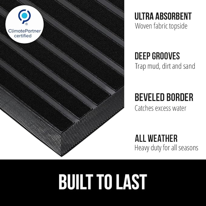 GORILLA GRIP 100% Waterproof All-Season WeatherMAX Doormat US Designed Natural - Image 2