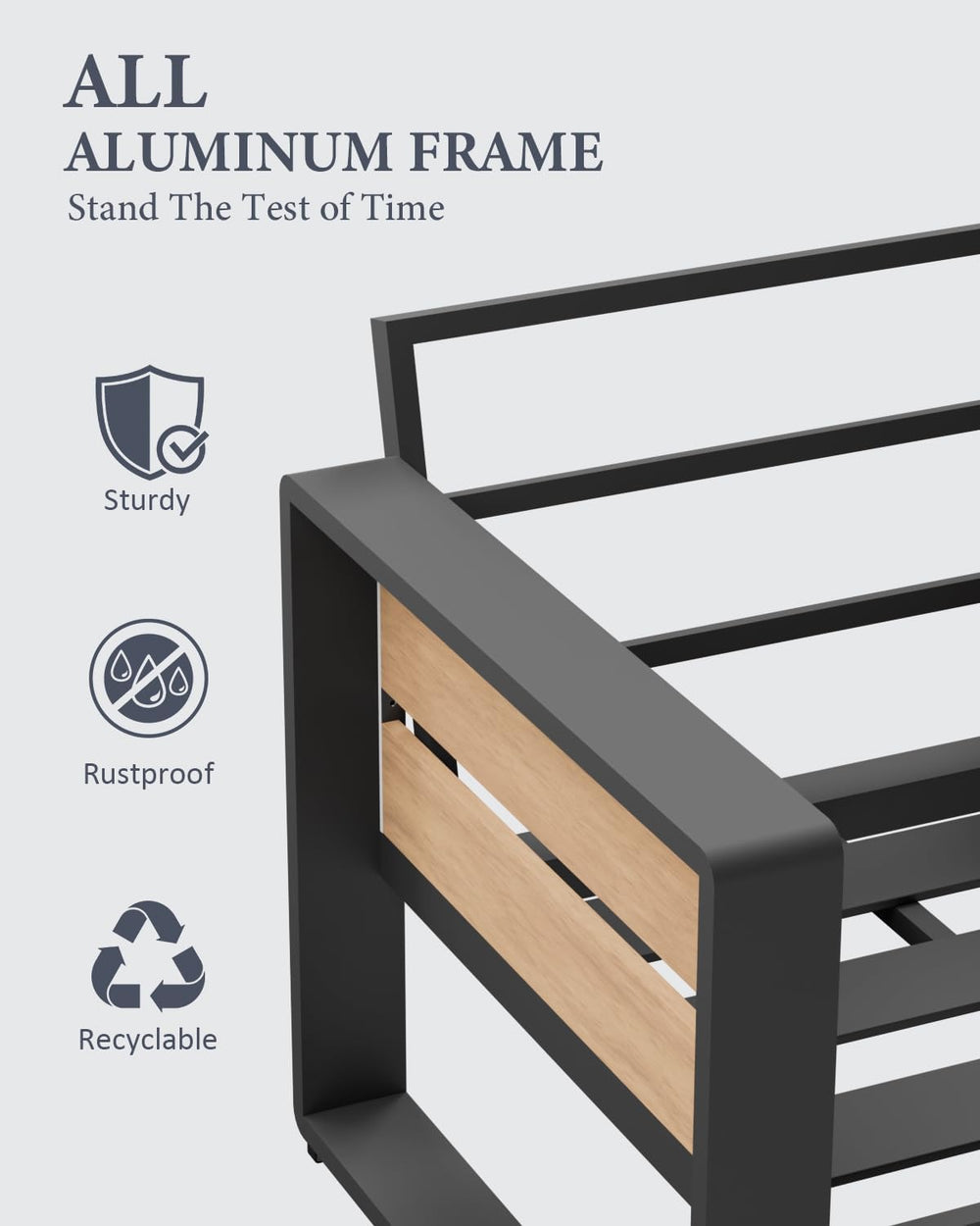 Aluminum Outdoor Patio Furniture-1 Pcs Loveseat,Dark Gray