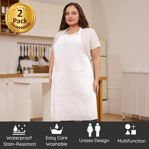 2 Pcs Plus Size Chef Apron, Unisex Professional Apron - Image 2