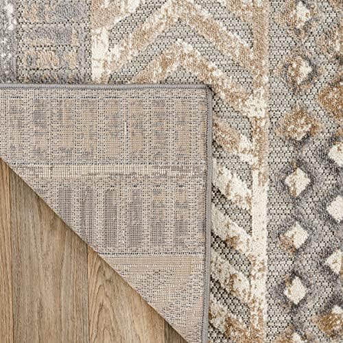 Rugshop Tribal Stripe Indoor/Outdoor Distressed Area Rug Beige 7'10"...