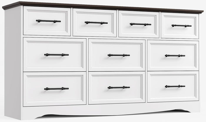 YANSNWO White 10 Drawer Dresser for Bedroom, 59" Wide Chest of Drawers