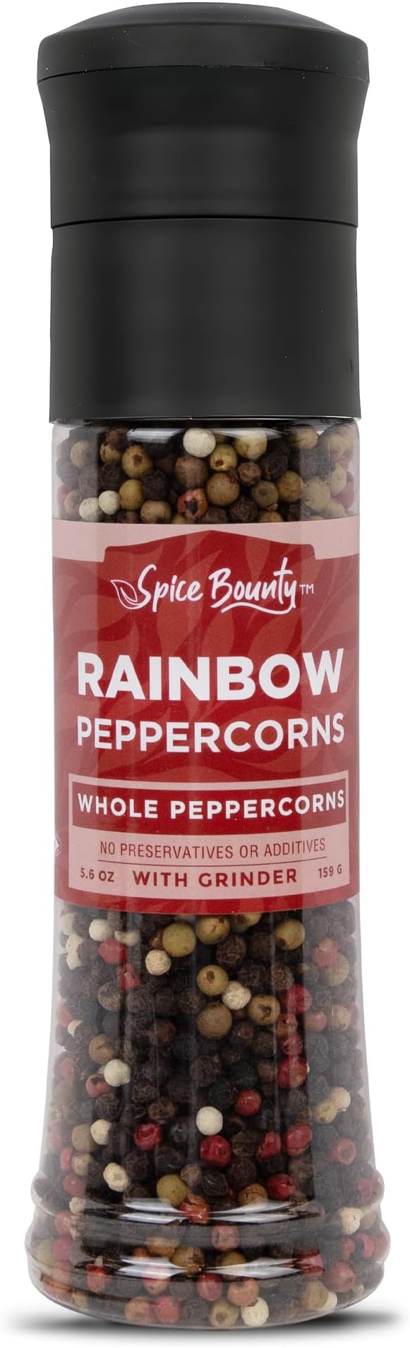 Spice Bounty Rainbow Peppercorn Grinder – 5.6 oz Whole Mixed Peppercorns – by JaybeesNutsDriedFruit