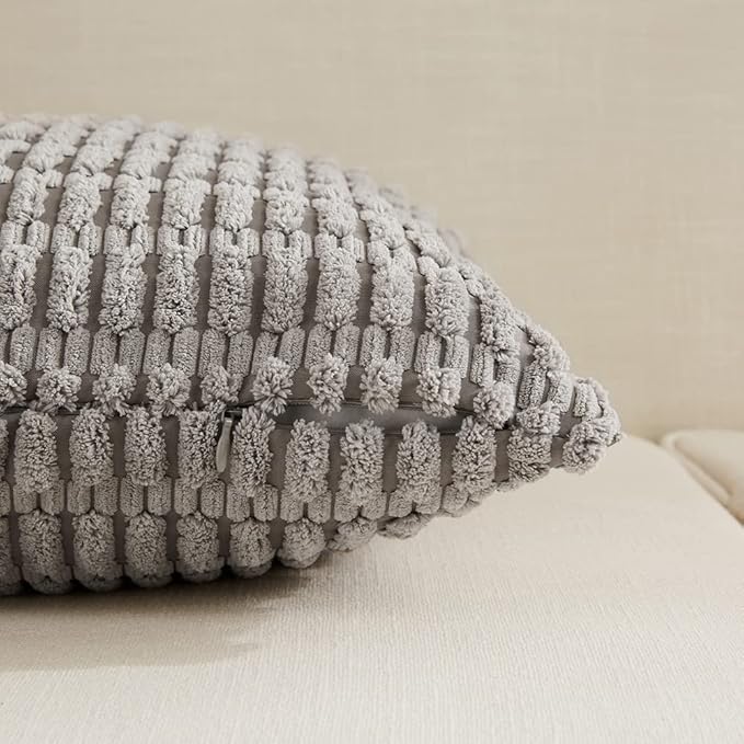 Fancy Homi 4 Packs Grey Decorative Throw Pillow Covers 20x20 Inch - Image 3