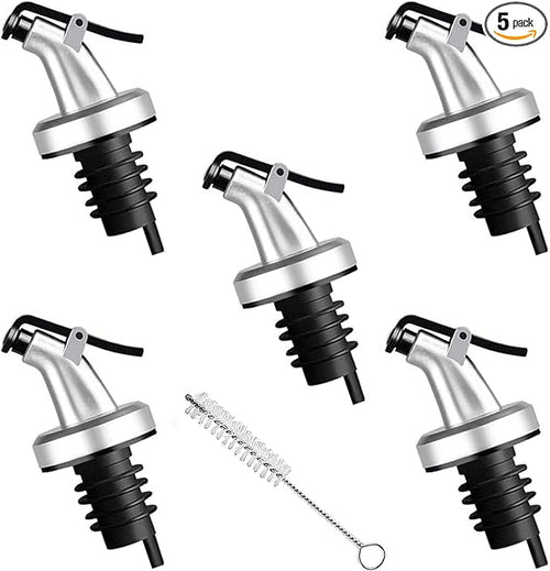 5 Pack Oil Spouts, Olive Oil Vinegar Bottle Stopper Dispenser by Auconda