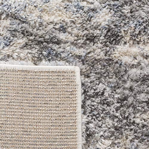 SAFAVIEH Berber Shag Rug 8x10, Large Grey Blue & Cream BER219G