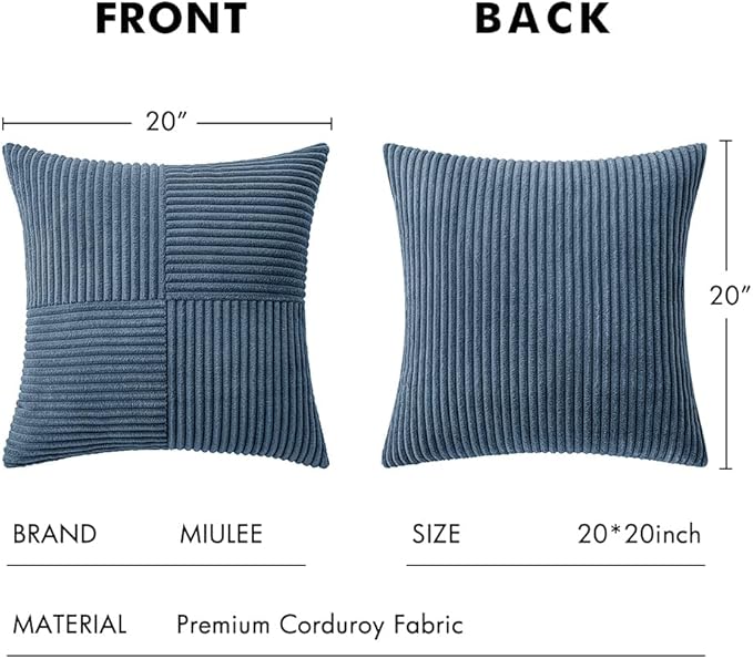 MIULEE Blue Decorative Throw Pillow Covers 20x20 Inch - Image 6