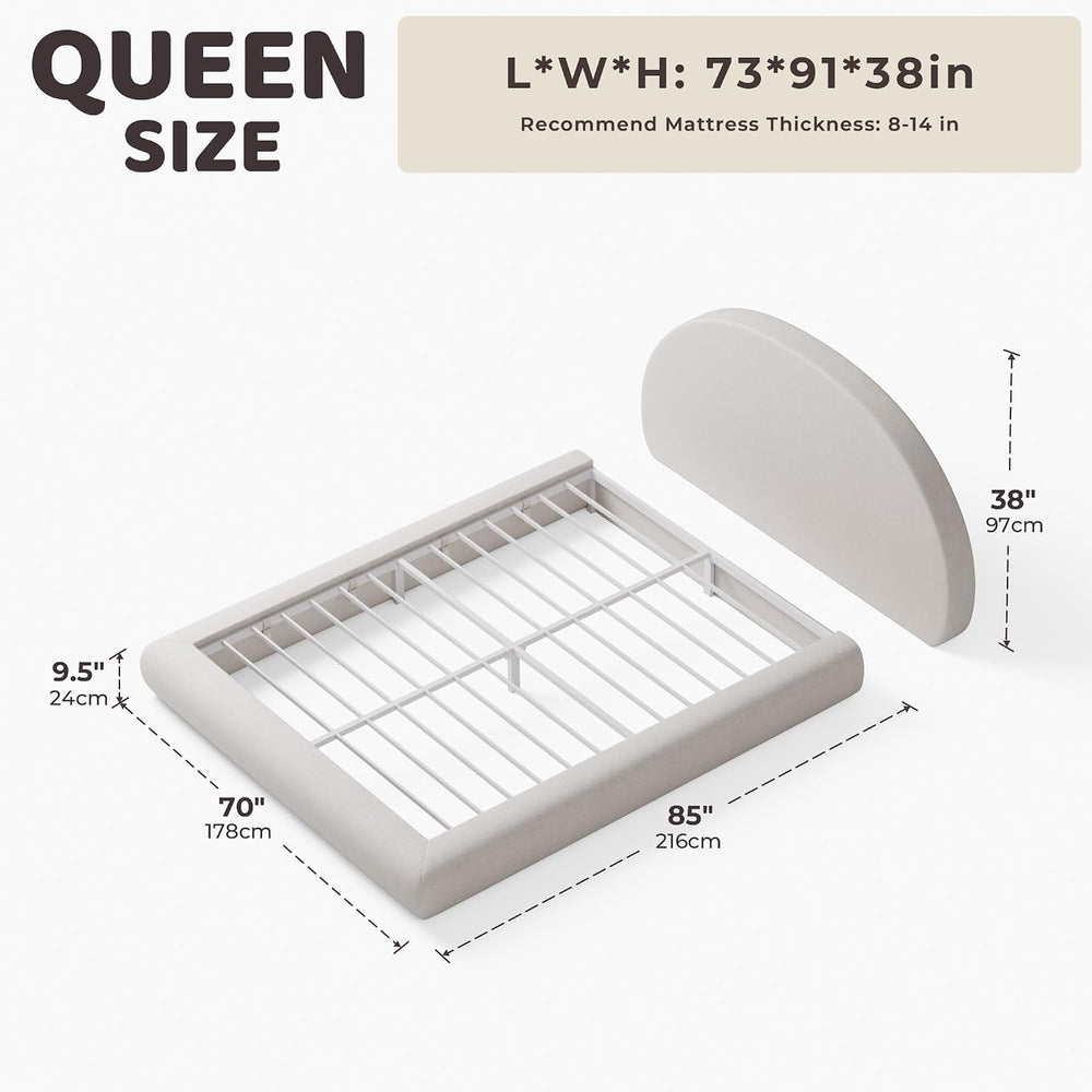 RECCI AirFrame Queen Half-Moon Platform Cloud Bed Frame