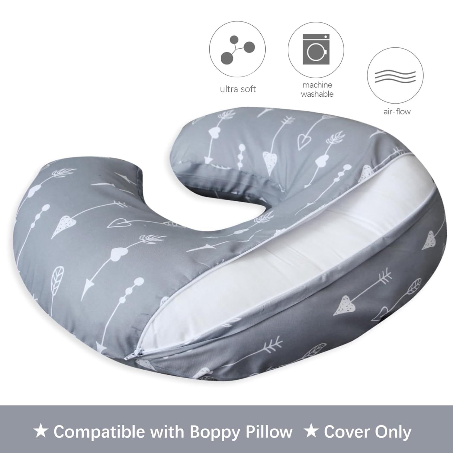 Biloban Nursing Pillow Cover 2 Pack for Boppy Pillow, Navy Cloud & Arrow | Breathable & Skin-Friendly Nursing Slipcovers for Breastfeeding Mom, Machine Washable