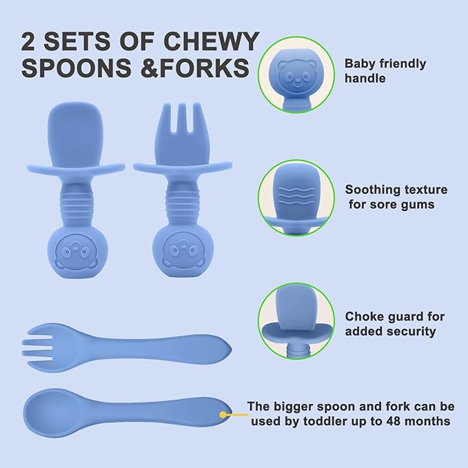 Silicone Baby Feeding Set | Baby Led Weaning Supplies Includes Suction Bowls - Image 7