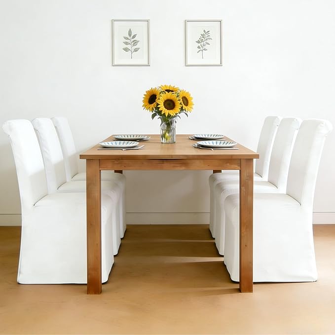 Parsons Dining Chairs Set of 4 Fabric Upholstered Kitchen Chairs with Wood Le...