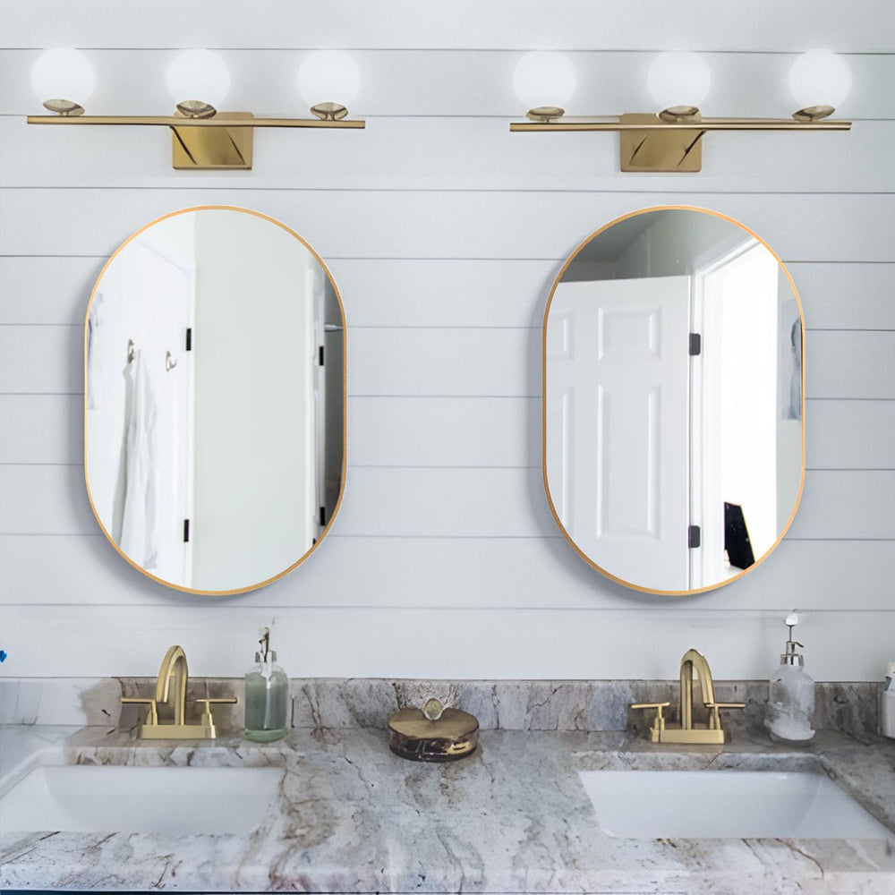 Oval Bathroom Mirror Capsule Wall Vanity Mirror, 2 Pieces 20"x30" P...