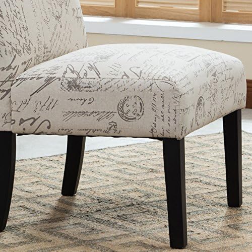 Roundhill Furniture Botticelli Fabric Armless Contemporary Accent Chair, Scri...