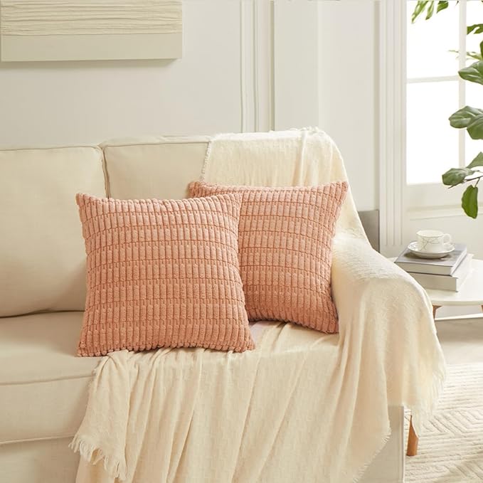 Fancy Homi 4 Packs Peach Decorative Throw Pillow Covers 22x22 Inch - Image 6