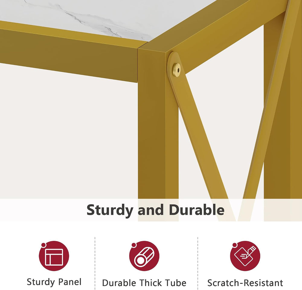 Tajsoon Entryway Table 41.8", 2 Tier Gold Console Table with Shelves
